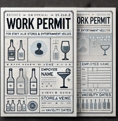 Χορήγηση άδειας εργασίας σε προσωπικό καταστημάτων πωλήσεως οινοπνευματωδών ποτών και κέντρων διασκέδασης